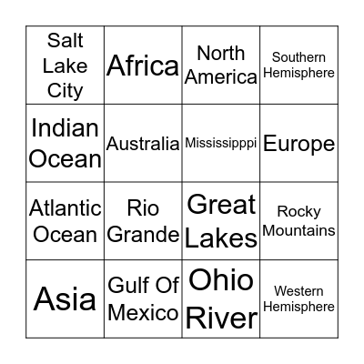 Geography Bingo Card