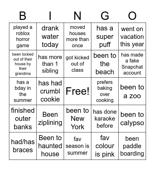 Untitled Bing Bingo Card