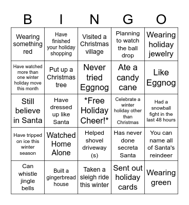 IZ Team Holiday Bingo Card