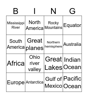 Geography Bingo Card