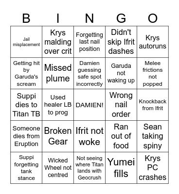 Turkey Farm UWU Bingo Card