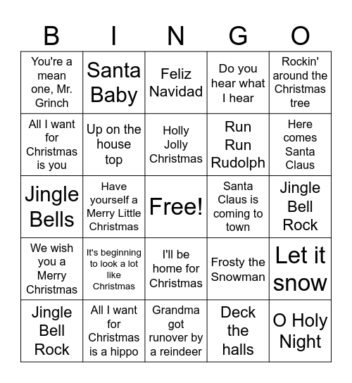 Merry Christmas Bingo Card