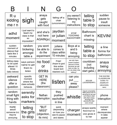 not science bingo Card