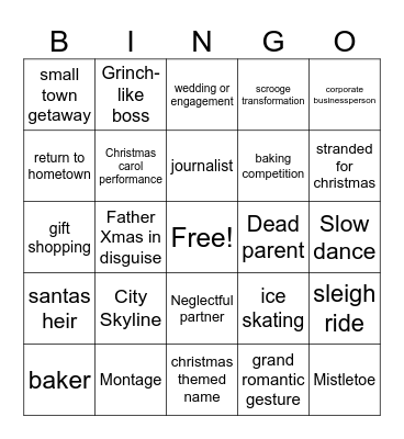 chrismas movie bingo Card