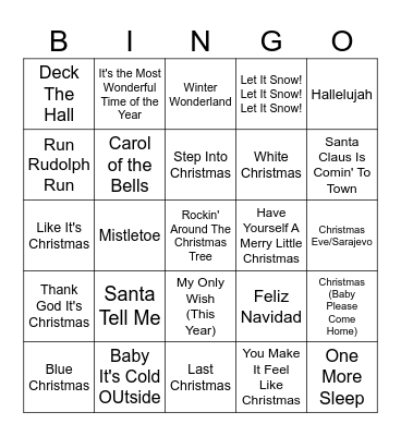Christmas HITS Bingo Card