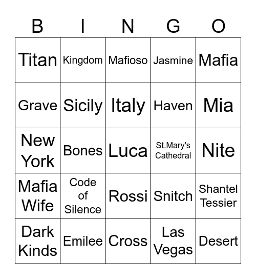 Code Of Silence Bingo Card