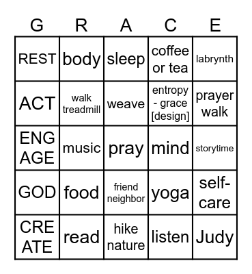TO DO - BALANCE Bingo Card