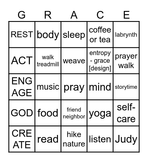 TO DO - BALANCE Bingo Card