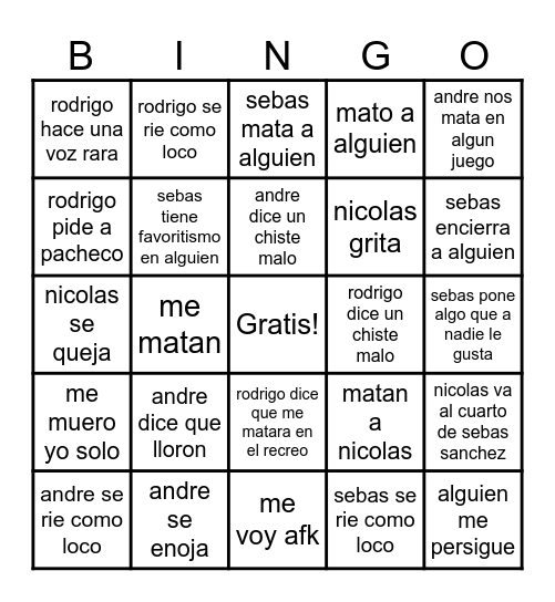 bingo de isla Bingo Card