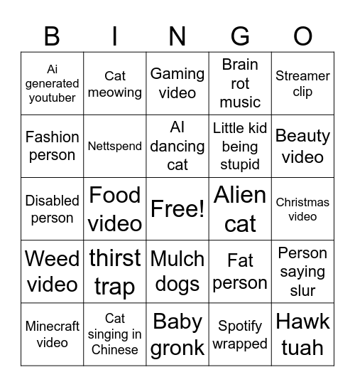 Instagram Reels Bingo Card