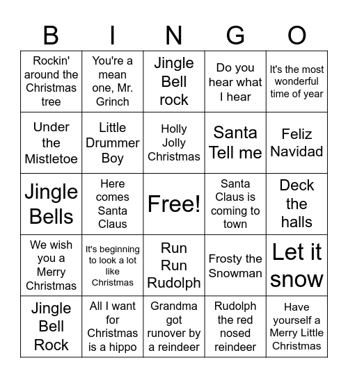 Merry Christmas Bingo Card