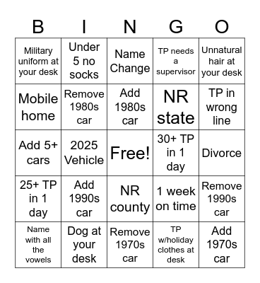 Holiday Bingo Card