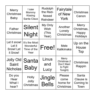 Holiday SINGO Bingo Card