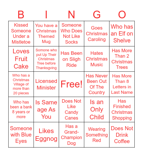 Christmas Time Discover Bingo Card