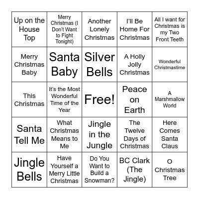 Holiday SINGO Bingo Card