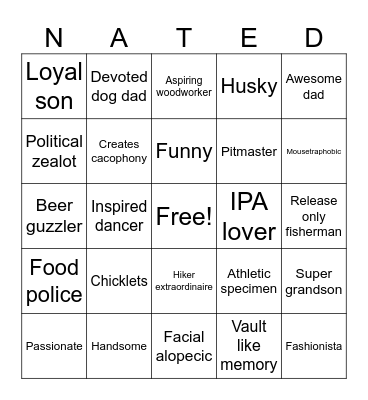 Nate D Bingo Card