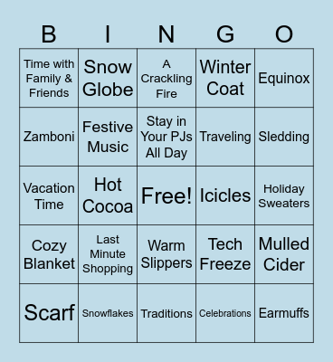 GAPG Winter Bingo Card