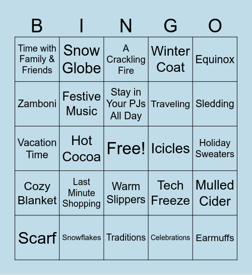 GAPG Winter Bingo Card