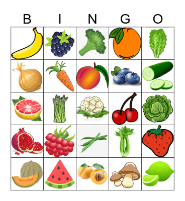 Fruits et Légumes Bingo Card