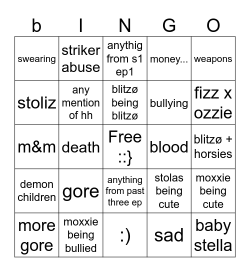 helluva boss bingo Card