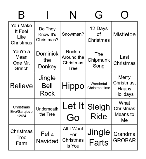 Music-Bingo Card