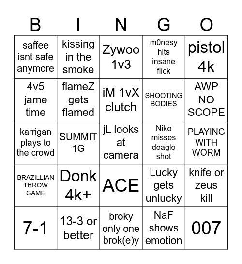 CHINA MAJOR Bingo Card