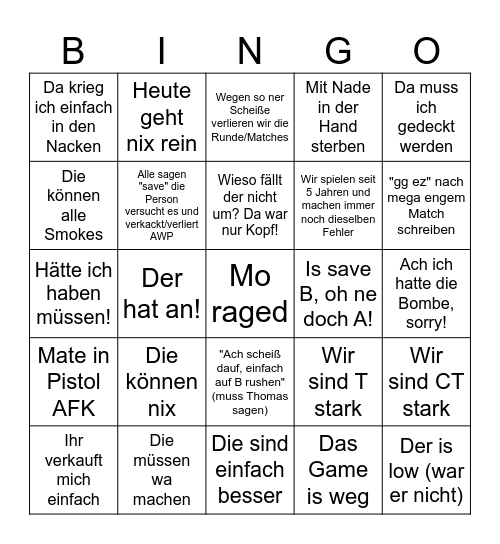 CS2 Bingospaß Bingo Card