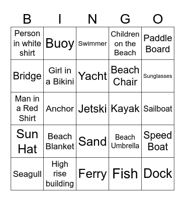 Boat Bingo Card