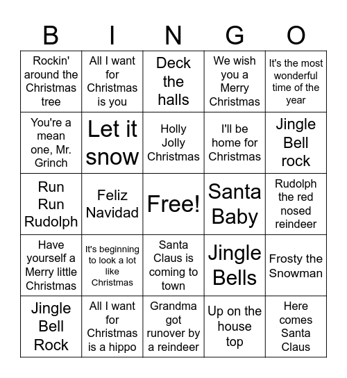 Merry Christmas Bingo Card