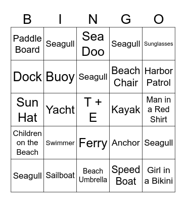 Boat Bingo Card