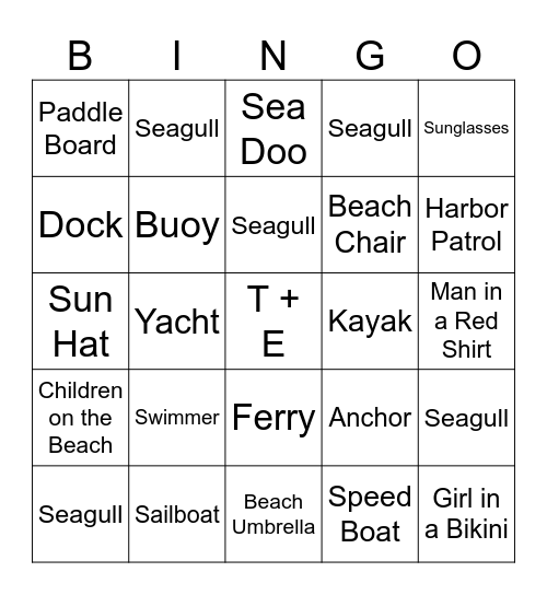 Boat Bingo Card