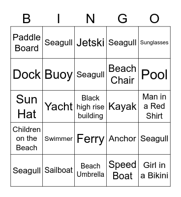 Boat Bingo Card