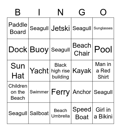 Boat Bingo Card