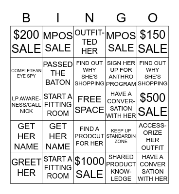 CUSTOMER SERVICE BINGO Card