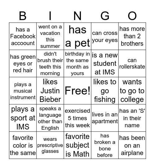 IMS JCAP BINGO 2 Bingo Card