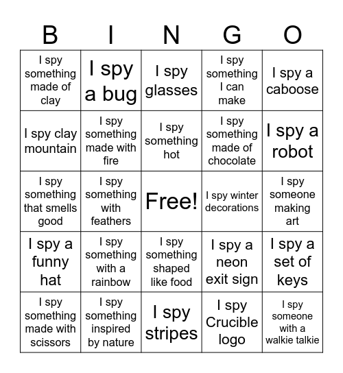 GIFTY I Spy BINGO Card