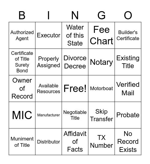 Untitled Bingo Card