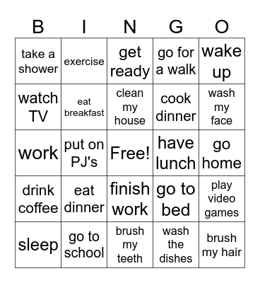 Daily Routine Bingo Card