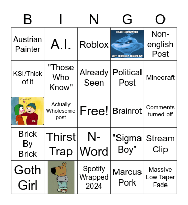 Instagram Bingo PT2 Bingo Card