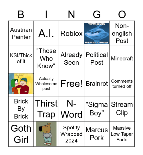 Instagram Bingo PT2 Bingo Card