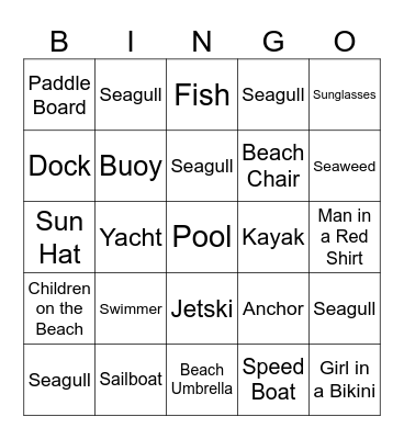 Boat Bingo Card