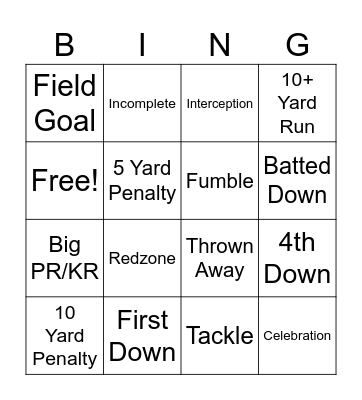 Football Bingo Card