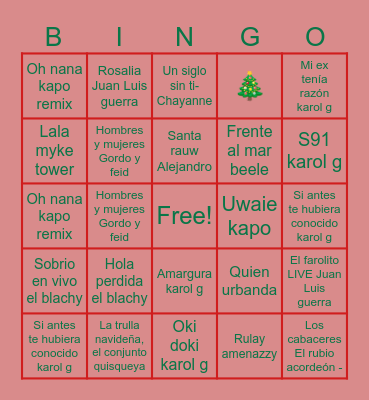 🎄Bingo Musical 🎄 Bingo Card