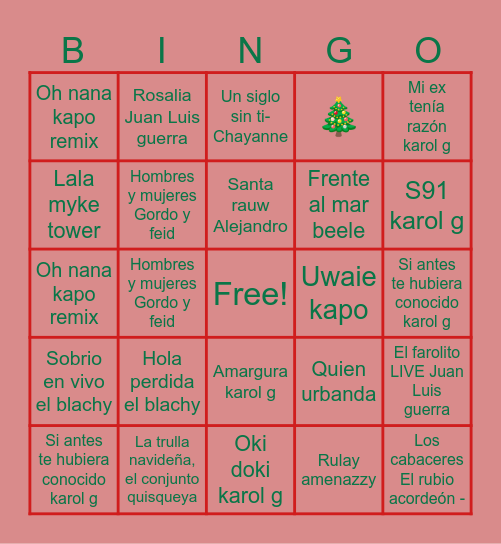 🎄Bingo Musical 🎄 Bingo Card