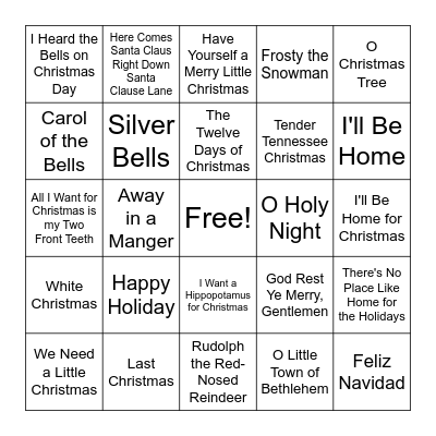 Christmas Music Bingo Card
