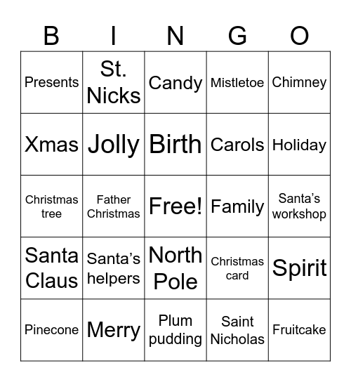 Christmas Bingo Card