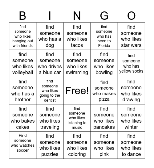 Get to Know You BINGO! Bingo Card