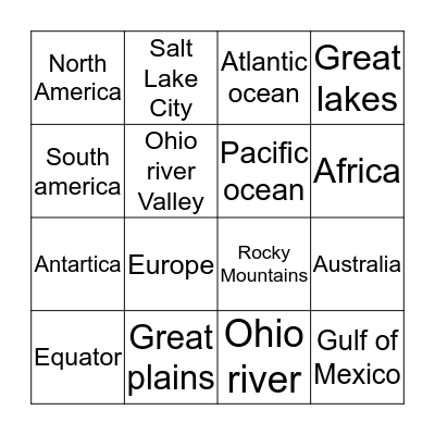 Geography Bingo Card