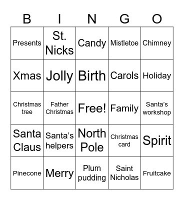 Christmas Bingo Card