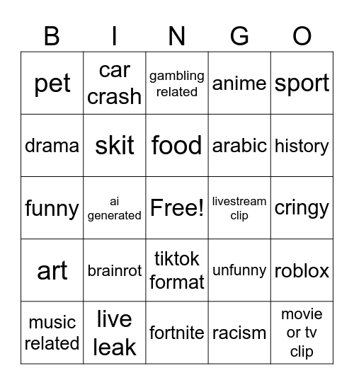 ig reels bingo Card